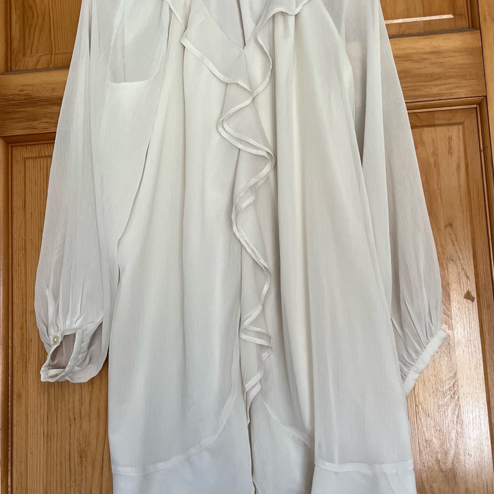 LOFT White Ruffle Front Dress